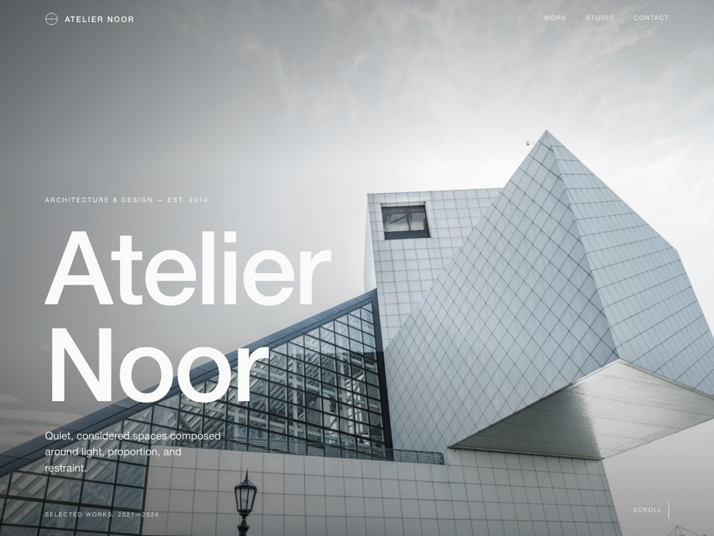 Atelier Noor — architecture & design studio website designed and built by Frontbits